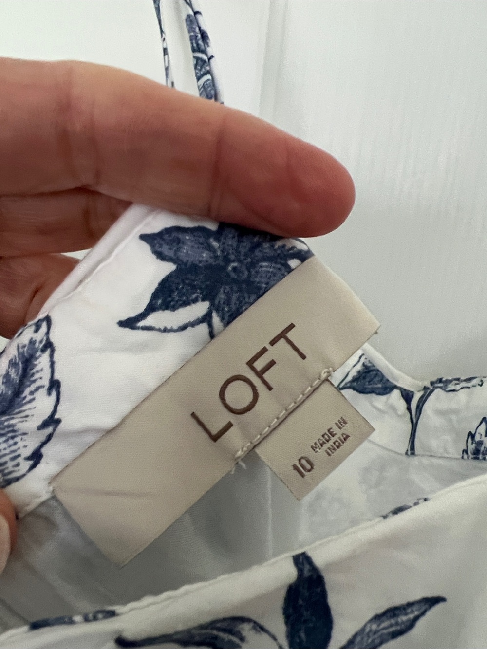 LOFT White Midi Dress with Navy Floral Print and Spaghetti Straps - Picture 2 of 3